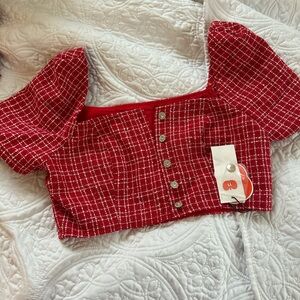 Red plaid top